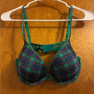 Plaid Underwire Push-Up Bra